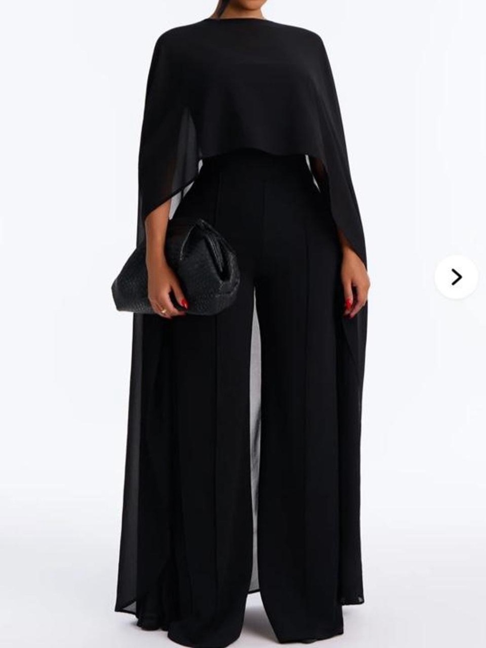 Fashion Nova Moonlight Muse Chiffon Cape And Jumpsuit Set